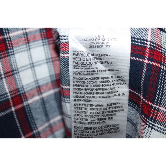 Levis L/S Red White Blue Plaid Button Down Flannel Shirt Kids (12-13 Yrs) Large - Picture 6 of 6